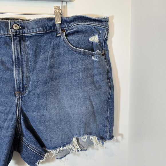 Abercrombie & Fitch The 4" Mom High Rise Denim Shorts 35/20 Blue Cutoff Raw Hem - Picture 2 of 7